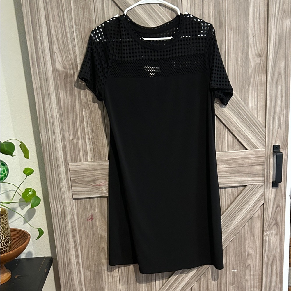 MICHAEL Michael Kors Black Mini Dress with Mesh Accents